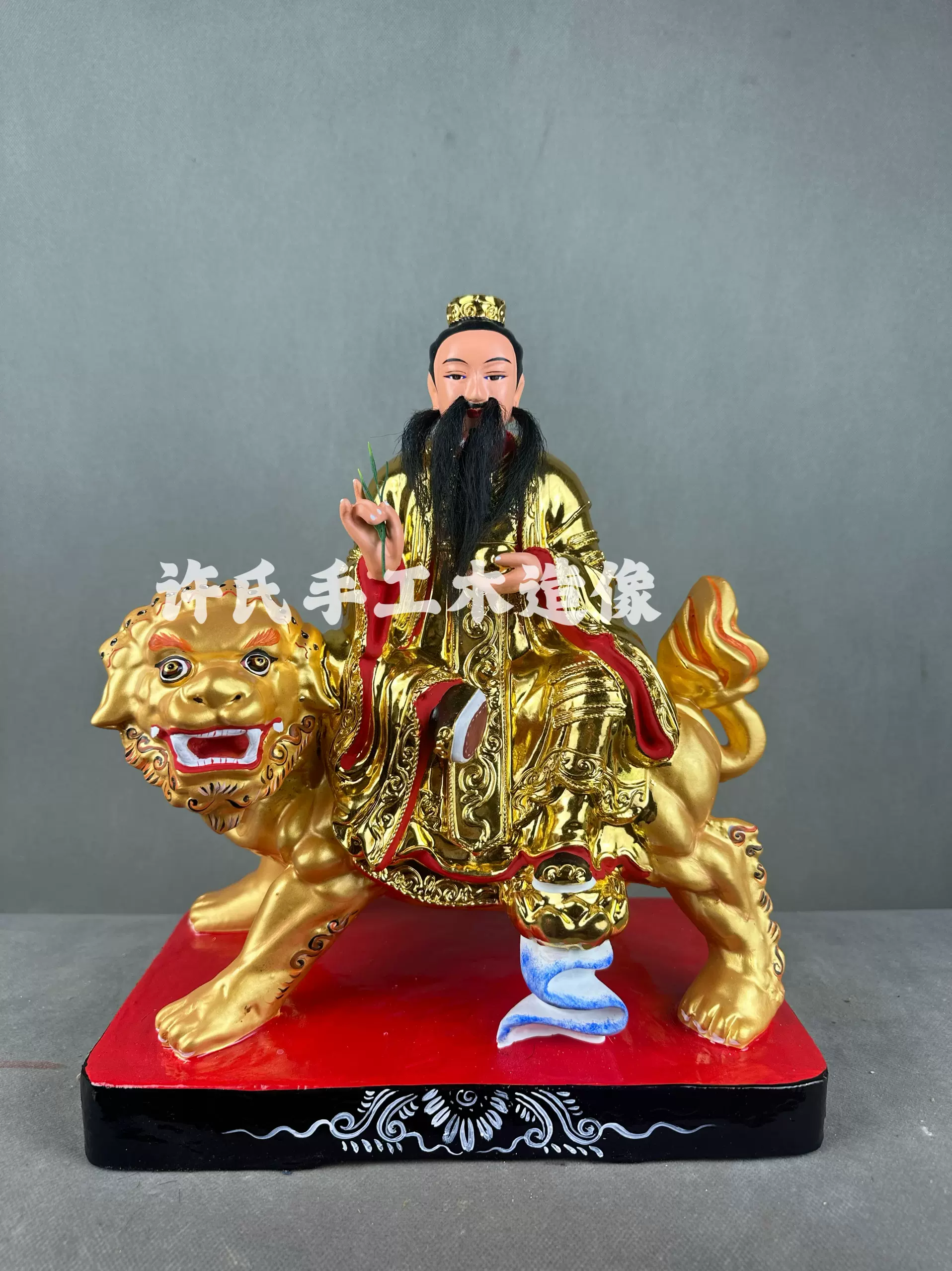 新款现货木雕北方风轮神威周元帅十二寸高整尊香樟木雕刻供奉摆件
