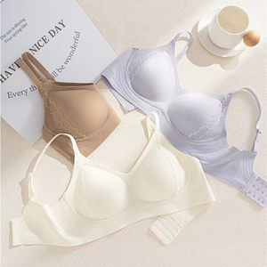 
D827 fixed cup double flash lace thin pull-up underwear summer girl fixed cup push-up sexy V-neck underwear