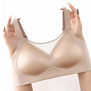 
DYS811 Glitter mesh and satin summer girl fixed cup push-up anti-sagging U-shaped fine glitter lace bra