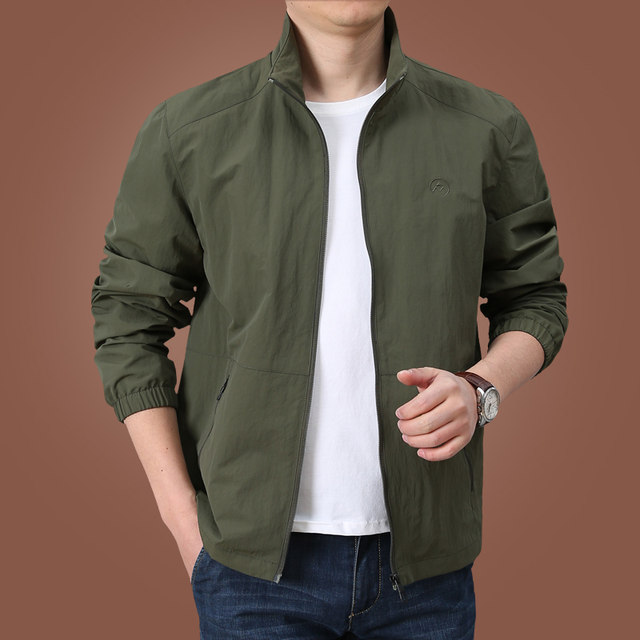 Spring and Autumn Thin Jacket Men's Workwear Casual Jacket 2025 New Large Size Men's Quick Dry Breathable Stand Collar Top Men
