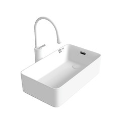 Prel Side-Draining Countertop Basin Washing Machine Countertop Washbasin Household Ceramic Washbasin Deepened with Overflow Hole