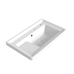Prel Ceramic Integrated Laundry Basin with Washboard Balcony Bathroom Counter Basin Mid-Semi-Embedded Washbasin