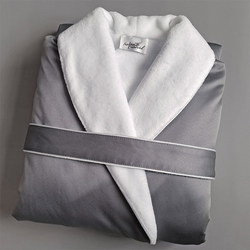 High-End Hilton Five-Star Hotel Bathrobe for Women, Autumn and Winter, Fleece-Lined and Thickened, Couple Bathrobe, Men's Long Nightgown