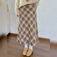 Winter atmosphere plaid skirt for women 2024 new large size high waist sweet style Korean mid-length A-line skirt