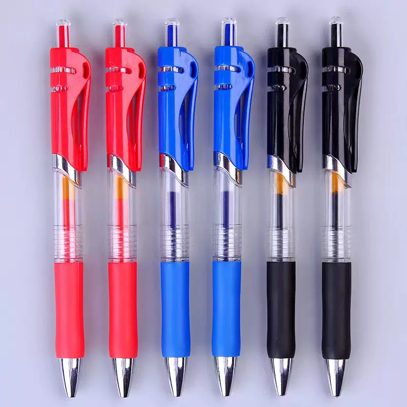 K35按动中性笔水笔碳素黑签字笔学生用水性蓝笔商务办公考试刷题-Taobao