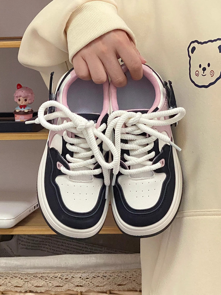 Feng Luomeng Women's White Sneakers Summer 2024 Cartoon Casual Shoes