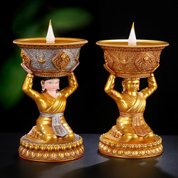 Led Ghee Lamp Rechargeable Electronic Resin Celestial Maid For Buddha Home Indoor Candlestick Ever-bright Lamp Tibetan Ghee Lamp Holder