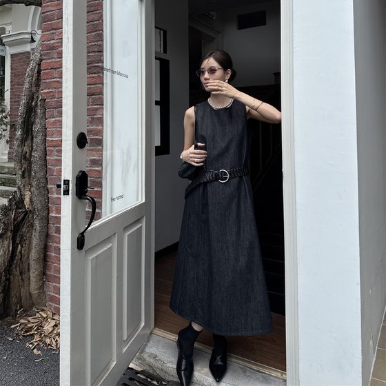 
Modern mdeng197 pure cotton rear zipper vest dress for women 2025 autumn new product temperament versatile long skirt 3633