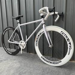 Road Bike Men's Fixed Gear Adult Male and Female Student Curved Handlebar Racing Bicycle Solid Tire Internet Celebrity Reverse Brake Flip Head