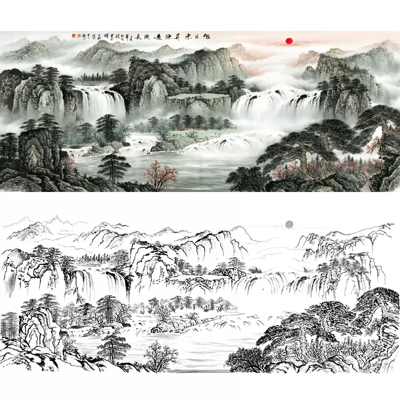 橫山水圖 橫幅山水