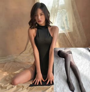 Black lace suspender stockings fake two pieces of stitching JK pure desire black silk summer thin summer stockings tide
