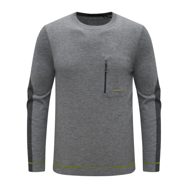SF427 Saint Men's Cardigan Comfortable and Elastic Wool Casual Round Neck Pullover Sweater Gray
