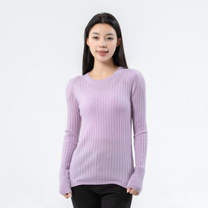 
YD44 women's spring and autumn sweater cashmere short pullover round neck casual top purple