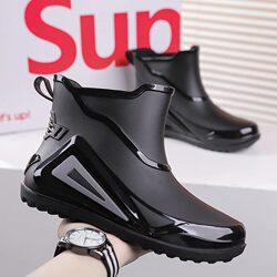 Men's Mid-Top Rain Boots, Spring Kitchen Work Waterproof Safety Shoes, Fishing Rubber Shoes, Non-Slip Wading Boots for Rainy Days