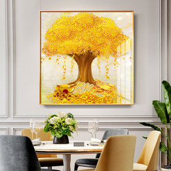 Bring in Wealth and Treasure Gold Money Tree Fortune Tree Dining Room Restaurant Decorative Painting High-End Modern Simple Entrance Mural Living Room Hanging Painting