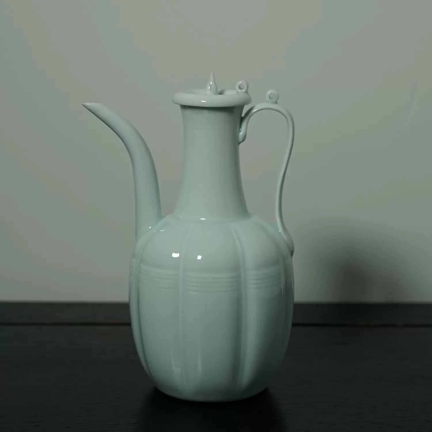 宋代點茶執壺陶瓷瓜楞湯瓶影青中式茶壺湖田窯