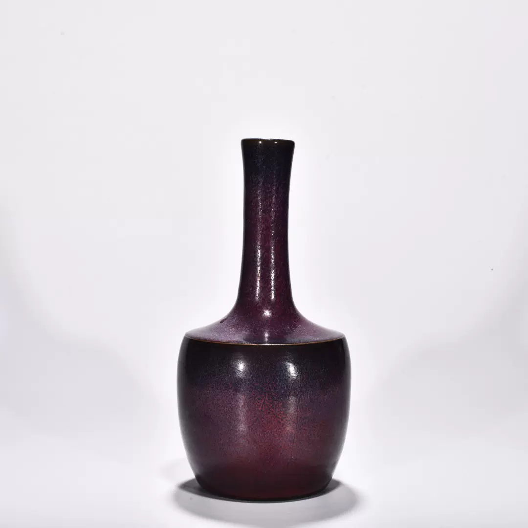 宋钧窑玫瑰紫釉纸槌瓶(官款）古玩古董古瓷器旧货