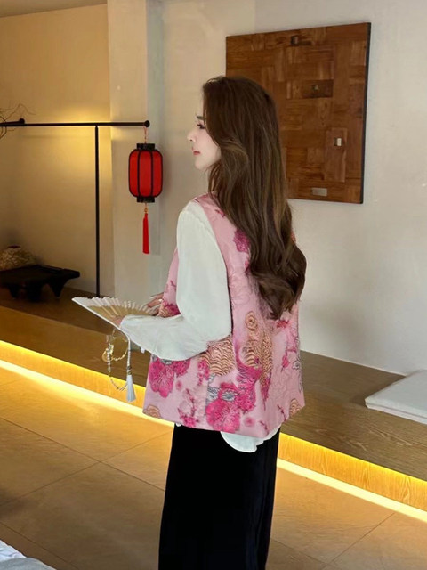 ASAYA2896 New Chinese jacquard V-neck waist tie bell sleeve truncated shirt top
