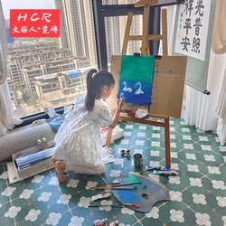 Scandinavian Retro French American Balcony Terrace Sun Room Bathroom Kitchen Bathroom Tiles Dark Green Tiles