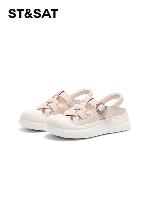 2024 Casual Chic Leather Heeled Sandals with Buckle Strap main image 1