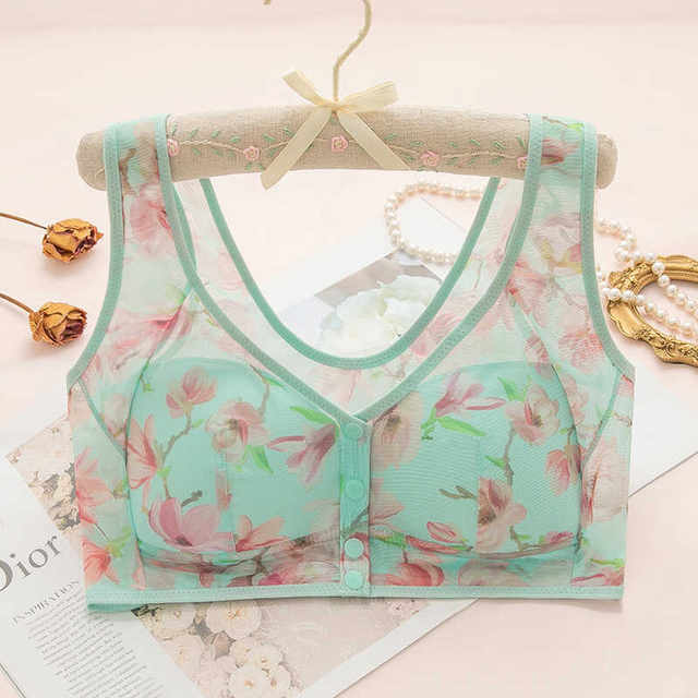 Large breasts showing small underwear women's large size thin sexy front buckle adjustment seamless non-wireless vest style breast-retracting bra