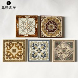 Antique Flower Piece Retro Square Small Corner Flower European Art Small Flower Piece Ceramic Tile 100X100 Concave and Convex Stacked Glaze Flower Tile