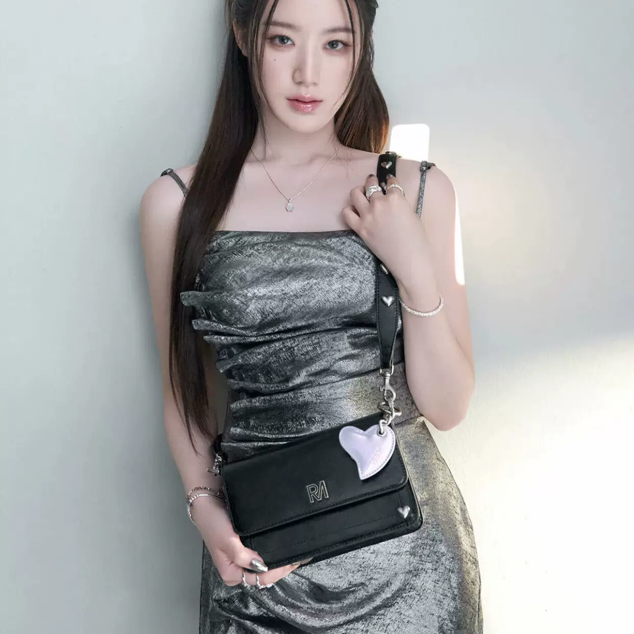 舒华爱心斜揹包Robinmay撞色休闲女包2024春季热销PU小包