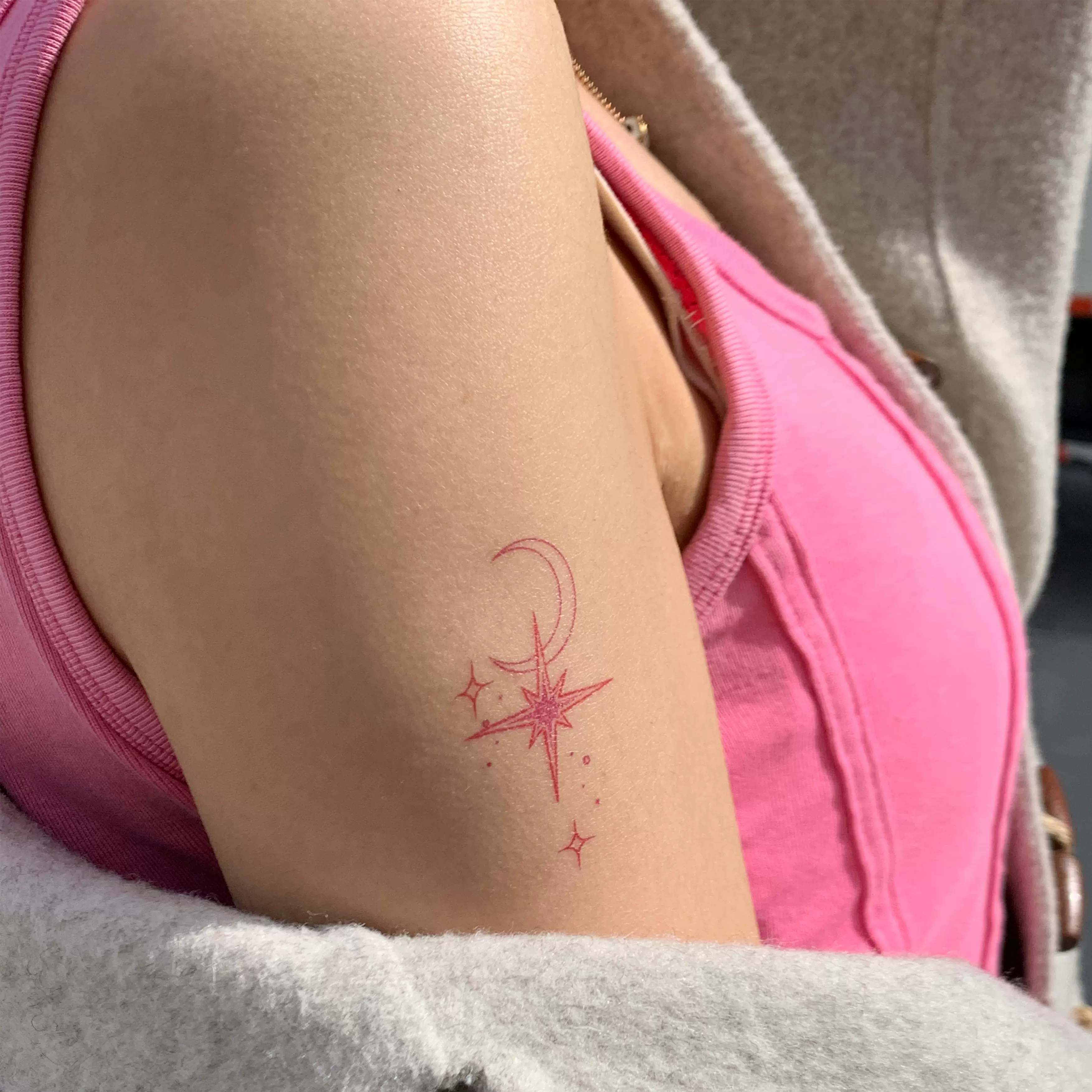 onesmile 粉色星月 可爱纹身贴性感防水持久高级手臂女手腕星星