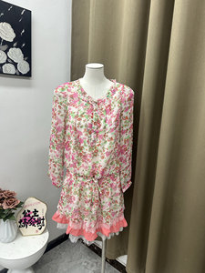 
High-end light luxury 2025 chiffon floral dress summer new European and American fashion style women's boutique