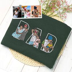 Customized Embroidery with Pictures and Photos, Embroidered Short-Sleeved T-Shirt, Pure Cotton Round-Neck Sweatshirt, Father's Day Gift for Husband, Gift for Dad