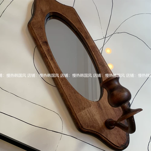 Ретро настенный декор из натурального дерева, кофейное зеркало, реквизит, французский стиль