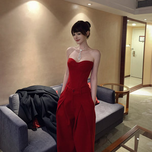 
Lienni 2025 autumn and winter new style hollow versatile tube top for women super cool high waist slim trousers and tailored suit