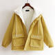 Middle school students in winter workers, cotton jackets, short velvet thick lamb cashmere cotton jackets cute cotton jacket