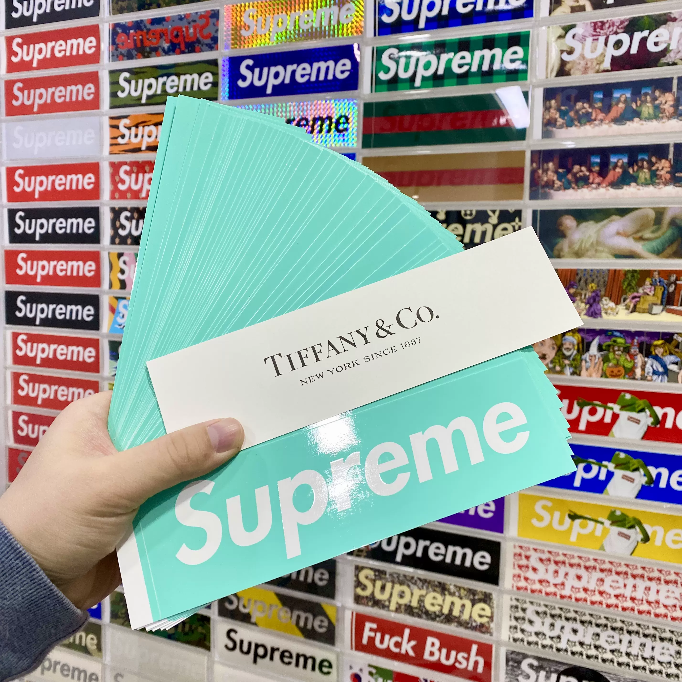 Supreme 21FW Tiffany Box Logo Sticker 蒂芙尼贴纸-Taobao