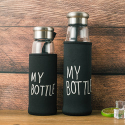 Heat-Resistant Knight Water Bottle, Portable, Car-Mounted, Leak-Proof, Filtered, Glass Cup for Male and Female Students, with Cup Sleeve, Tea Brewing Cup