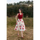 HeyDress French printed skirt for women in summer high waist loose A-line pleated skirt gentle temperament skirt