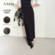 AMII2024 autumn new elegant commuting with waist band double -song yarn pits striped knitted skirt skirt women's long skirt
