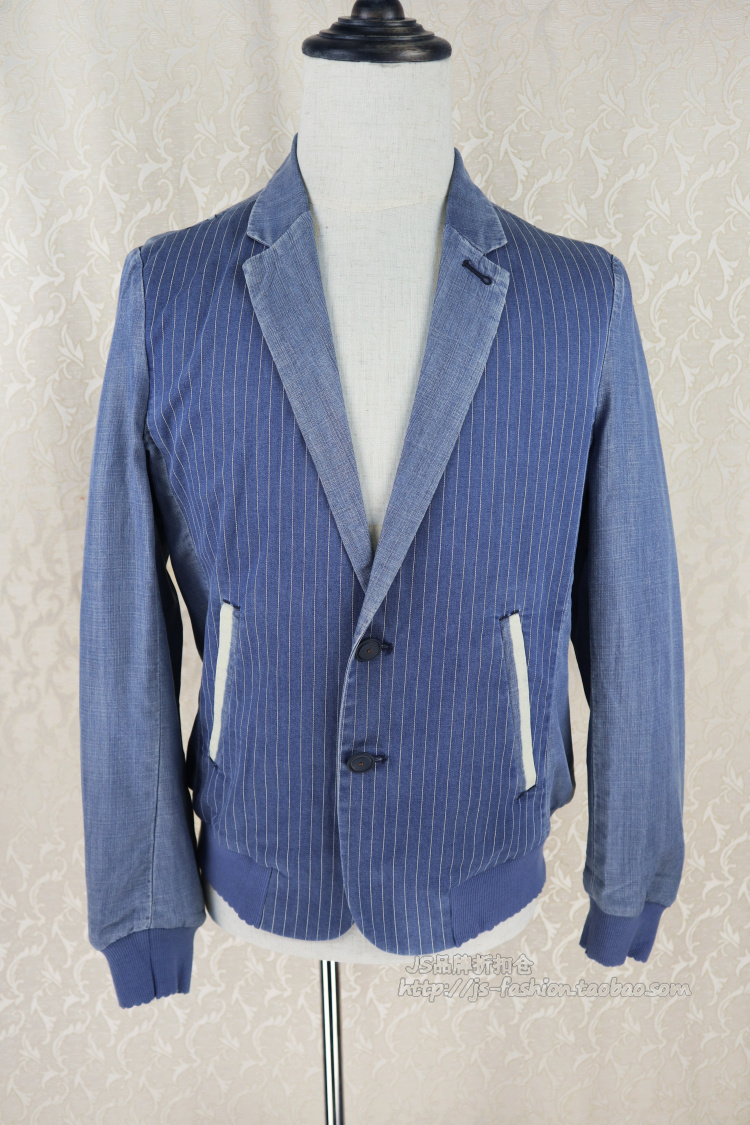 New! Jie*J*eor cotton striped printed suit collar long-sleeved jacket ...