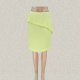 Shang MORE genuine asymmetrical ruffle side zipper goose yellow women's spring, summer and autumn slim skirt mid skirt Q001
