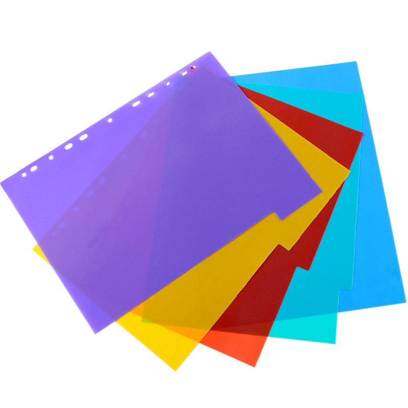 후데쿠아이 구분지 5페이지 A4 플라스틱 페이징 용지 라벨 분류 카드 색인 카드 페이징 용지 플라스틱 분류 카드 -