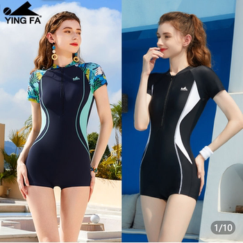 British-haired women's one-piece boxer swimsuit covers belly and looks slimming