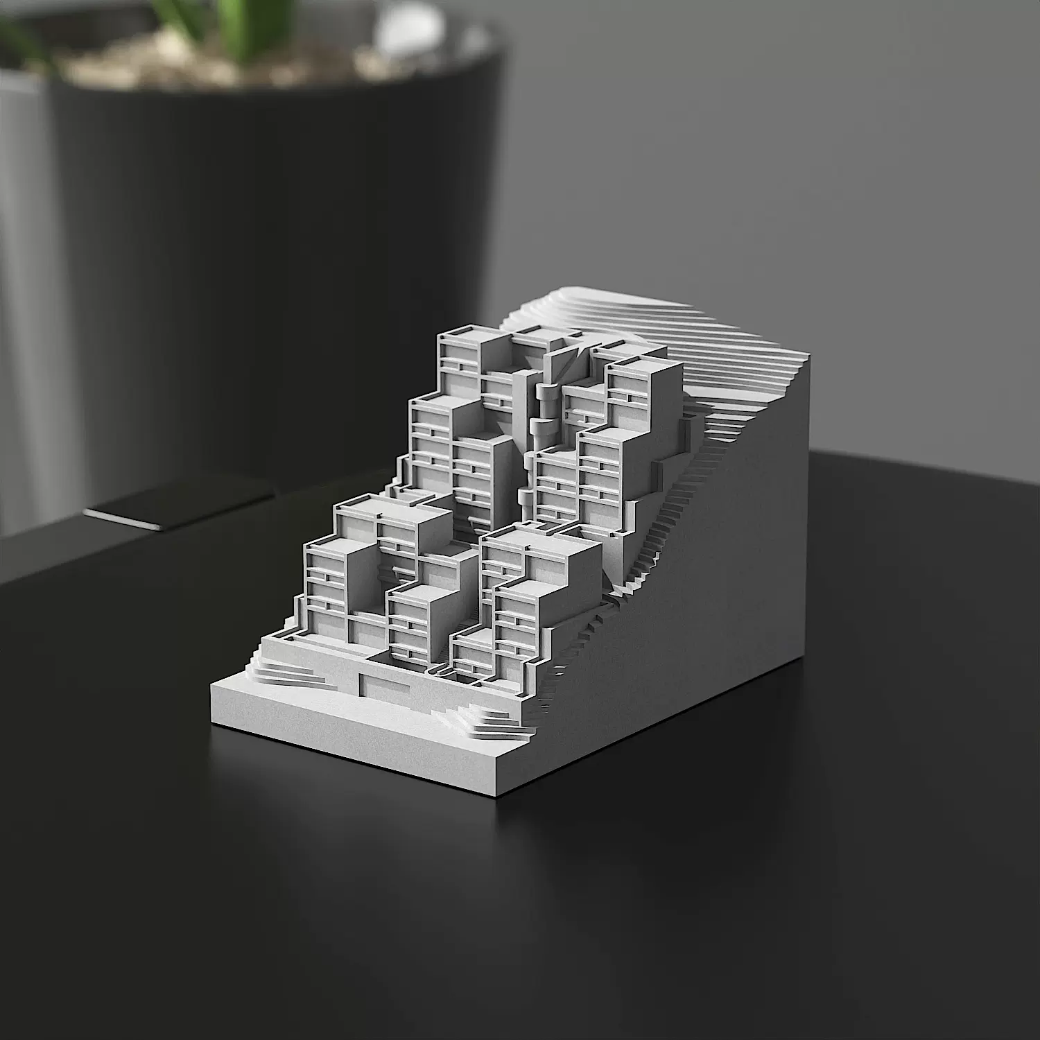 建築模型 安藤忠雄六甲集合住宅|水泥建筑模型家居装饰办公桌面混凝土摆件
