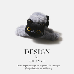 Cartoon Cute Double-Sided Black Cat French Bulldog Plush Claw Clip Shark Clip Sweet Girl Back of the Head Hair Accessory