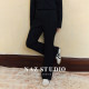 NAZ's large size autumn and winter new plus velvet super elastic high-waisted flared pants fat mm black high-waisted slim casual pants