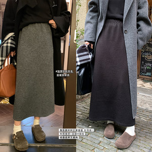 
NAZ large size autumn and winter new thin knitted wool skirt fat mm fashion thickened drape temperament A-line skirt
