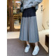 NAZ's big size early spring new style fashion French college style retro contrasting color fat mm pleated temperament skirt
