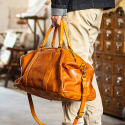 Niu Ye Large Capacity Genuine Leather Travel Bag Men's Vintage Cowhide Handbag Shoulder Crossbody Large Bag Unisex Trendy