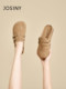 Zhuoshini Birken shoes women's shoes toe half slippers wear 2025 new genuine leather flat-soled thick-soled retro lazy shoes