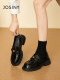 Zhuosini thick-soled camellia loafers for women 2025 spring new Hepburn style single shoes retro leather shoes