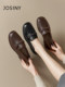 Zhuoshini black loafers women's 2025 new patent leather British style leather shoes flat sole single shoes for women